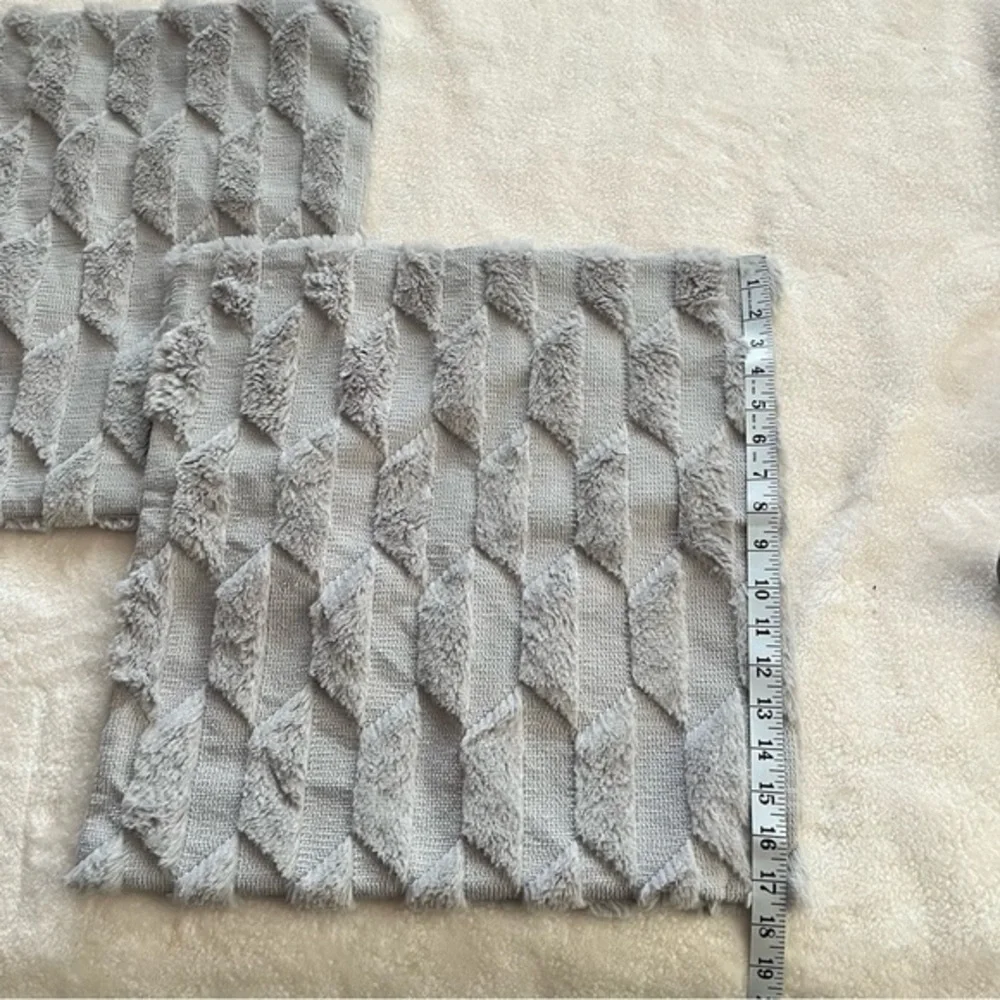 Cushion Covers with Wave Pattern‎ on both sides Comfortable Pillowcase Dark Grey